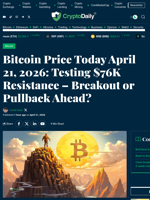 Bitcoin Price Today April 21, 2026: Testing $76K Resistance – Breakout or Pullback Ahead? - Crypto Daily