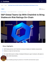 S&P Global Teams Up With Chainlink to Bring Stablecoin Risk Ratings On-Chain