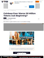 Coinbase Exec Warns: 50 Million Tokens Just Beginning?