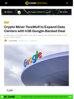Crypto Miner TeraWulf to Expand Data with $3B Google-Backed
