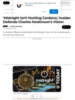 'Midnight Isn't Hurting Cardano,' Insider Defends Charles Hoskinson's Vision - U.Today