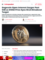 Dogecoin Open Interest Surges Past $3B as DOGE Price Eyes $0.24 Breakout Target - Coinspeaker
