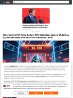 Ethereum (ETH) Price Today: ETH Stabilizes Above $1,920 as $2,100 Becomes the Decisive Breakout Level - Brave New Coin