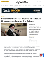 Funeral for Iran's late Supreme Leader Ali Khamenei set for July 4 in Tehran