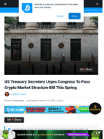 Treasury Urges Passage Of Crypto Market Bill This Spring
