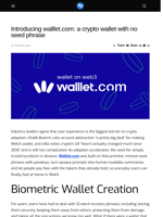 Introducing walllet.com: a crypto wallet with no seed phrase - Visionary Financial