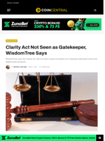 Clarity Act Not Seen as Gatekeeper, WisdomTree Says - CoinCentral