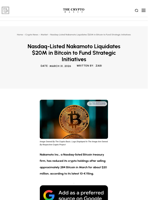 Nasdaq-Listed Nakamoto Liquidates $20M in Bitcoin to Fund Strategic Initiatives