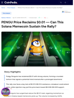 PENGU Price Reclaims $0.01 — Can This Solana Memecoin Sustain the Rally?