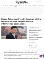 Marco Rubio confirms Xi Jinping's US trip remains on track despite election interference accusations