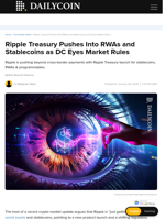 Ripple Treasury Pushes Into RWAs and Stablecoins as DC Eyes Market Rules - DailyCoin