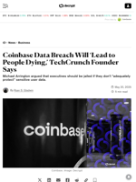 Coinbase Data Breach Will ‘Lead to People Dying,’ TechCrunch Founder Says - Decrypt