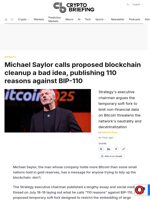 Michael Saylor calls proposed blockchain cleanup a bad idea, publishing 110 reasons against BIP-110