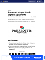 Panarottis adopts Bitcoin Lightning payments