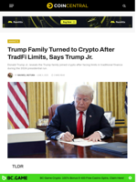 Trump Family Turned to Crypto After TradFi Limits, Says Trump Jr. - CoinCentral