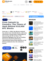 From Satoshi to Foundry: The Titans of Hash Behind 910,000 BTC Blocks – Mining Bitcoin News