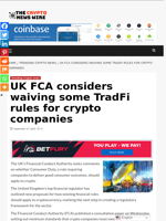 UK FCA considers waiving some TradFi rules for crypto companies - The Crypto News Wire