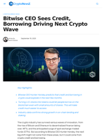 Crypto Credit, Borrowing to Drive Next Big Wave: Bitwise CEO