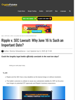 Ripple v. SEC Lawsuit: Why June 16 Is Such an Important Date?