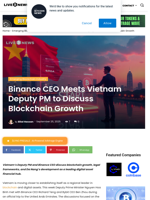 Binance CEO Meets Vietnam Deputy PM to Discuss Blockchain Growth | Live Bitcoin News