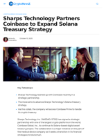 Sharps Technology Taps Coinbase to Expand Solana Treasury