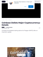 Coinbase Delists Major Cryptocurrency: Details - U.Today