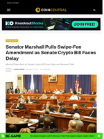 Senator Marshall Pulls Swipe-Fee Amendment as Senate Crypto Bill Faces Delay