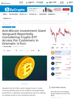Anti-Bitcoin Investment Giant Vanguard Reportedly Considering Crypto ETF Access For Customers In Dramatic U-Turn ⋆ ZyCrypto
