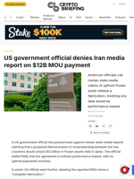 US government official denies Iran media report on $12B MOU payment