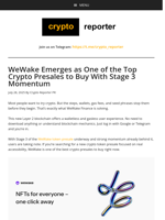 WeWake Emerges as One of the Top Crypto Presales to Buy With Stage 3 Momentum