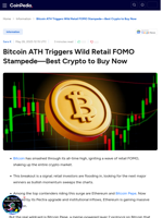 Bitcoin ATH Triggers Wild Retail FOMO Stampede—Best Crypto to Buy Now : Bitcoin Pepe
