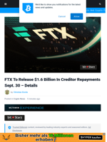 FTX To Release $1.6 Billion In Creditor Repayments Sept. 30 - Details