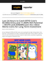 Last 24 Hours to Catch BTFD Coin’s $0.0002 Entry and 11,900% ROI Potential—WUFFI and ZEREBRO Join the 3 Best Meme Coins for Long Term Investment