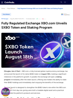 Fully Regulated Exchange XBO.com Unveils $XBO Token and Staking Program 