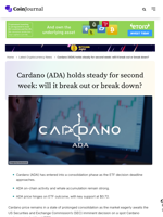 Cardano price consolidates again: what’s next for ADA investors?