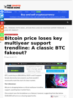 Bitcoin price loses key multiyear support trendline: A classic BTC fakeout? - The Crypto News Wire