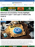 Ethereum Accumulation Trends Highlight Interest in Layer-1 and Layer-2 Tokens Like Ozak AI