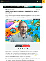 Selling Bitcoin is like playing in a 'bad house-rate casino' — Adam Back