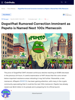 Dogwifhat Dips Further as Pepeto Eyes 100x Growth