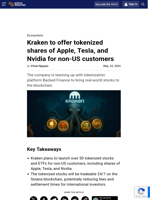 Kraken to offer tokenized shares of Apple, Tesla, and Nvidia for non-US customers