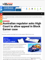 Australian regulator asks High Court to allow appeal in Block Earner case - The Crypto News Wire