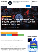 ETH News Today: Whales Keep Buying Ethereum, Here's What's Next for the Price | Live Bitcoin News