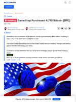 GameStop Purchased 4,710 Bitcoin (BTC)
