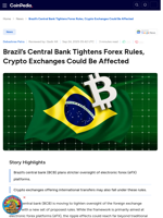 Brazil’s Central Bank Tightens Forex Rules, Crypto Exchanges Could Be Affected