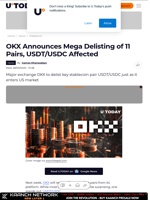 OKX Announces Mega Delisting of 11 Pairs, USDT/USDC Affected