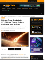 Bitcoin Price Rockets To $71,000 As Trump Pauses Iran Strikes