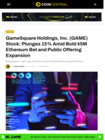 GameSquare Holdings, Inc. (GAME) Stock: Plunges 15% Amid Bold $5M Ethereum Bet and Public Offering Expansion
