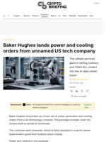 Baker Hughes lands power and cooling orders from unnamed US tech company