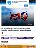 UK Crypto Groups Slam BoE’s Proposal To Cap Stablecoins