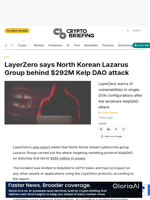 LayerZero says North Korean Lazarus Group behind $292M Kelp DAO attack